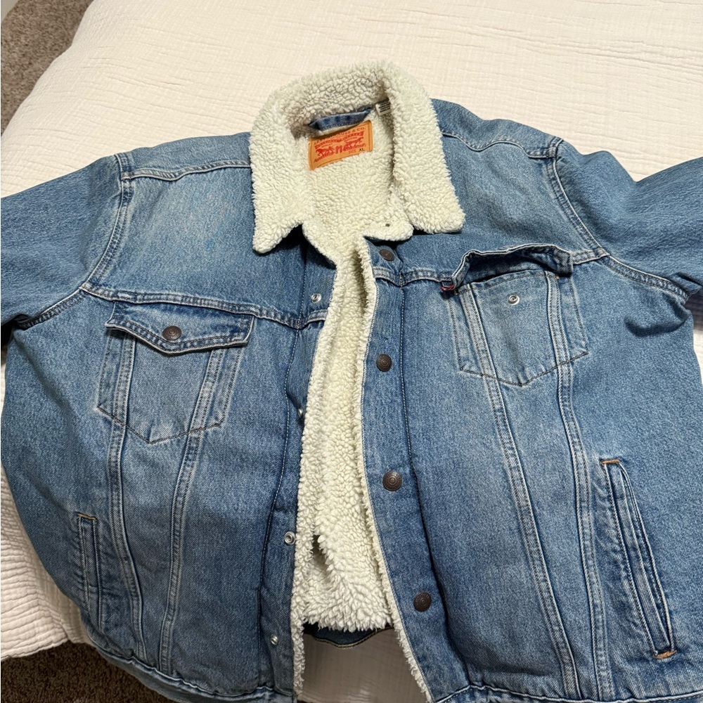 Levi's White Sherpa Lined Jacket